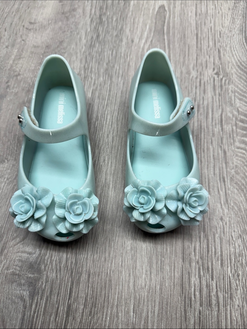 Mini Melissa Girls' Blue Floral Mary Jane Shoes
